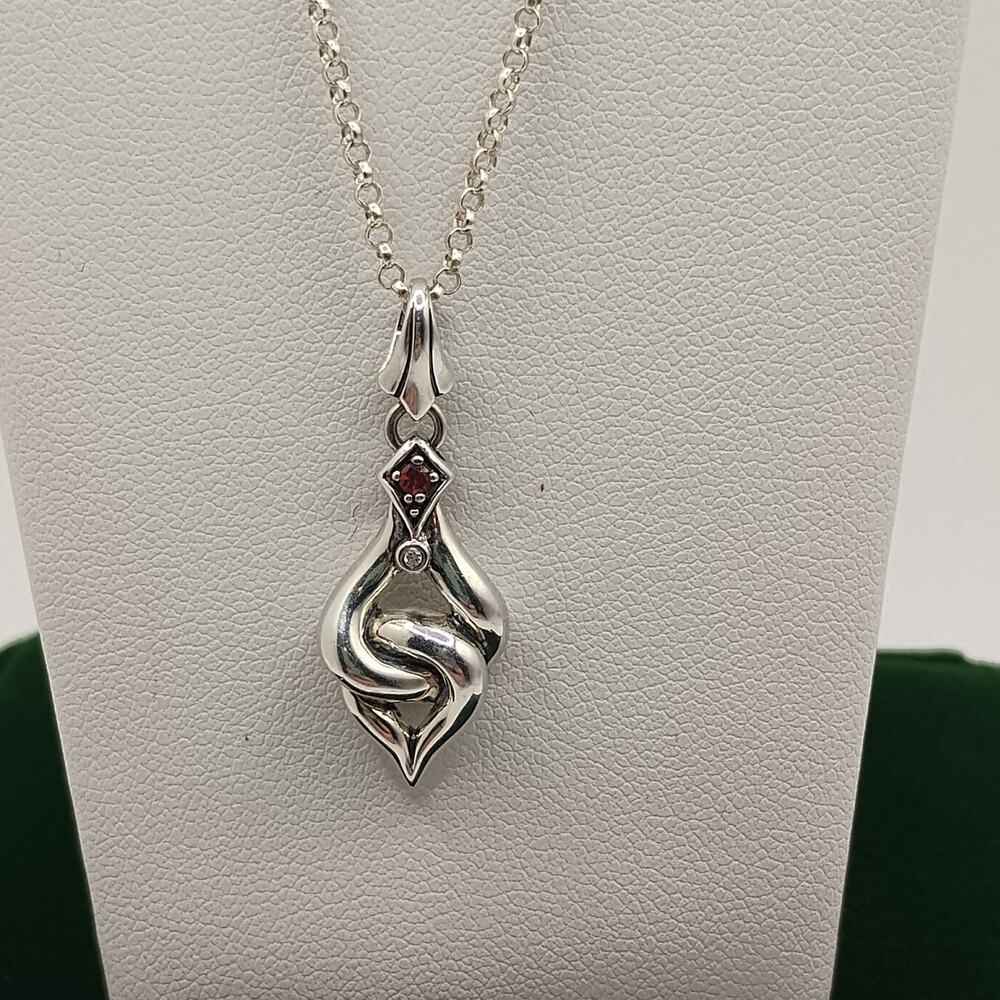 Scott Kay Sterling and Garnet Pendant on an 18-inch Rolo Chain